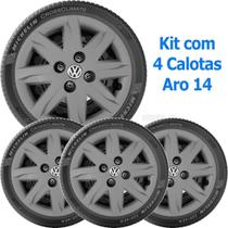 4X Calota Vw Gol Voyage Saveiro G5 Aro 14 Grafite Emb 048Ca