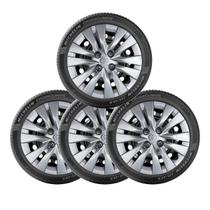 4x Calota YARIS HATCH SEDAN Aro 15 Prata Logo Relevo