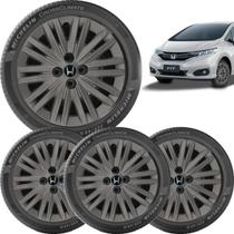 4X Calotas Honda Fit E Civic Todos Grafite 208Gr1