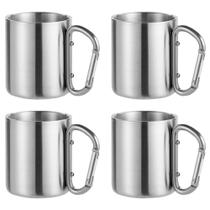 4x Caneca com Mosquetão Inox 220ml Sortido - Ke Home 4x Caneca com Mosquetão Inox 220ml Sortido - Ke Home