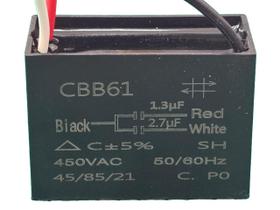 4x Capacitor Partida 1,3uf+2,7uf/450v Fio 47x22x34mm Cbb61 4x Capacitor Partida 1,3uf+2,7uf/450v Fio 47x22x34mm Cbb61