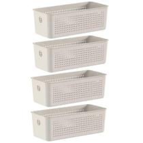4x Cesto Caixa 3L Organizador OU Flow Bege 9cm x 12cm x 27cm