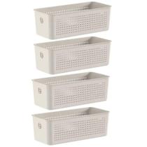 4X Cesto Caixa 3L Organizador Ou Flow Bege 9Cm X 12Cm X 27Cm 4X Cesto Caixa 3L Organizador Ou Flow Bege 9Cm X 12Cm X 27Cm