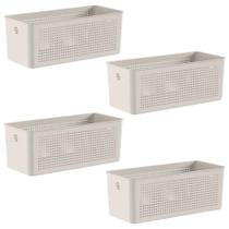 4X Cestos 6,6L Organizador Ou Flow Bege 13Cm X 15Cm X 34Cm 4X Cestos 6,6L Organizador Ou Flow Bege 13Cm X 15Cm X 34Cm