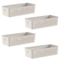 4x Cestos Organizador Ou Bege 4,5 Litros 9cm x 15cm x 34cm