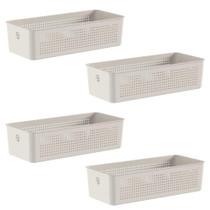 4X Cestos Organizador Ou Bege 4,5 Litros 9Cm X 15Cm X 34Cm