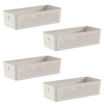 4X Cestos Organizador Ou Bege 4,5 Litros 9Cm X 15Cm X 34Cm 4X Cestos Organizador Ou Bege 4,5 Litros 9Cm X 15Cm X 34Cm