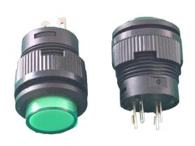 4x Chave Push Button R16-503ad Verde C/ Trava C/ Led 4T