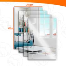 4x Espelho Placa 30x20cm Adesivo Acrílico Boa Nitidez Retangular Decorativo Quarto Sala Banheiro