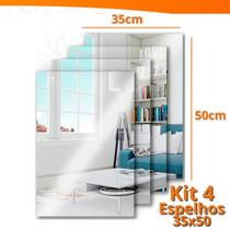 4x Espelho Placa 35x50cm Adesivo Acrílico Boa Nitidez Retangular Decorativo Quarto Sala Banheiro