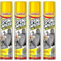 4x Espuma Limpadora Luxcar 400ml Limpa Estofados Automotivo