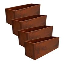 4X Floreira Flat 57 (6L) Cor Aço Corten JAPI