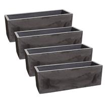 4X Floreira Flat 57 (6L) Cor Preto Ardósia JAPI