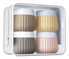4x Frasco Pote Silicone Viagem Creme Facial Cosmético Tampa