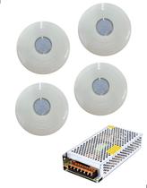 4x hiper led 16w abs azul iluminacao piscina com fonte 10a