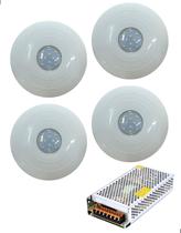 4X HIPER LED 16W ABS Branco ILUMINACAO PISCINA COM FONTE 10A