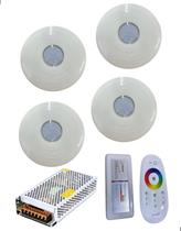 4x hiper led 16w abs rgb iluminacao piscina controle e fonte
