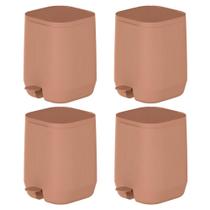 4x Lixeira Cozinha Banheiro 6L Ou Aura Com Pedal Marrom
