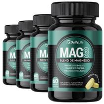 4x Mag3 Blend Magnesio Glicina Treonato Dima lato 60 Capsulas com Sabor Maracujá 1000mg DailyLife