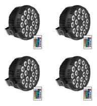 4x Mini Refletor 18 Leds Rgb 3w Luminos Strobo Profissional