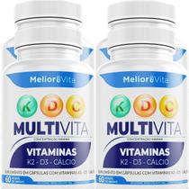 4x MultiVita Vitamina K2 D e Cálcio 4 meses Maior Concentração Saúde e bem Estar