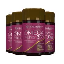 4x omega 3 6 9 mulher 60 caps hf suplementos