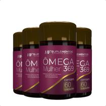 4x omega 3 6 9 mulher 60 caps hf suplementos