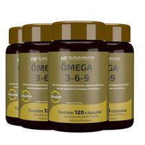 4x OMEGA 3 6 9 PEIXE BORRAGEM E LINHACA HF SUPLEMENTOS 120CAPS