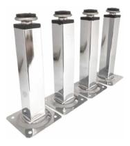 4x PÃ Para MÃ³vel Cromado RegulÃvel Quadrado AÃo 20/21cm 4 Un