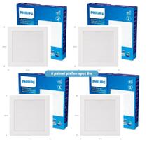 4x Painel Plafon Spot Embutir 6W Philips Quadrado 3000K 4x Painel Plafon Spot Embutir 6W Philips Quadrado 3000K