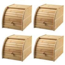 4x Porta Pães em Bambu OU Sense Pequeno com Tampa Basculante