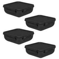 4x Pote Marmita com Divisória Hermética OU Marmitou Preta