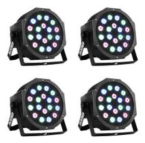 4x Refletores 18 Leds Rgb 1w Luminos Dmx Strobo Profissional