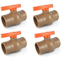 4X Registro De Esfera Soldável Pvc 25Mm (3/4) Marrom 4X Registro De Esfera Soldável Pvc 25Mm (3/4) Marrom