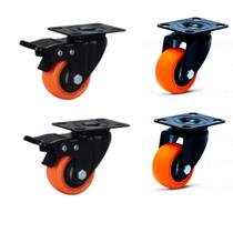4x Rodízio Giratório Gel Rodinha Móveis 50mm 02 Trava 02 Sem
