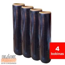 4x Rolos Filme Stretch Preto 500mm x 0,020 Bobina Plástica 220m Embalagem Drpack