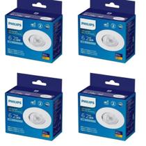 4x Spot Led Embutir 6,2w 2700k Philips Redondo Luz Quente