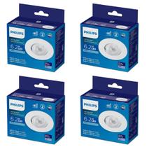 4x Spot Led Embutir 6,2w 6500k Philips Redondo 550L Luz Fria