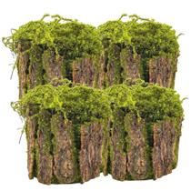 4x Toco Decorativo Madeira e Musgo Artificial (18cm) SMO