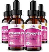4x Vitamina B12 em Gotas Sabor Frutas Vermelhas 30ml Celliv