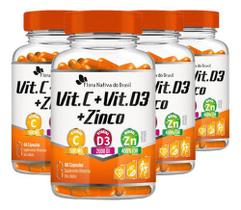 4x Vitamina C + Vitamina D3 + Zinco 60 Capsulas Flora Nativa