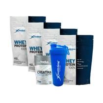 4X Whey Protein 100% 900g Health time (3,6 kg) + Creatina 300g + Coqueteleira Skaker 700ml - Health
