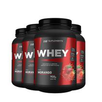 4x WHEY PROTEIN DE MORANGO 900G HF SUPLEMENTS