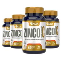 4x Zinco Vitamina C 240 cápsulas Alta Concentração Puro Natural Suplemento Pele Comprimidos Mineral