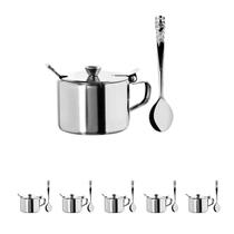 5 Açucareiro Inox luxo Com Colher restaurante hotel c/ tampa 5 Açucareiro Inox luxo Com Colher restaurante hotel c/ tampa