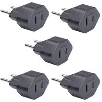 5 Adaptador 2 Pinos 10a Chato Americano P/ Redondo Adp2-22 Preto Margirius 5 Adaptador 2 Pinos 10a Chato Americano P/ Redondo Adp2-22 Preto Margirius