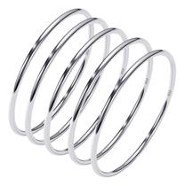 5 Anéis Fio Redondo Prata 925 Aliancinhas - Melhor Valor