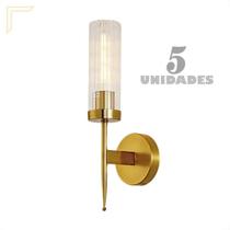 5 Arandela Interna Dourada Vidro Transparente Cristal Lup56