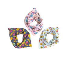 5 Babadores bandana com regulagem dupla camada de tecido sortido - Gigi Bandanas