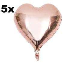 5 Balão Metalizado Coração Rose Gold 45cm Festa Decoração Dia Dos Namorados Casamento Aniversário